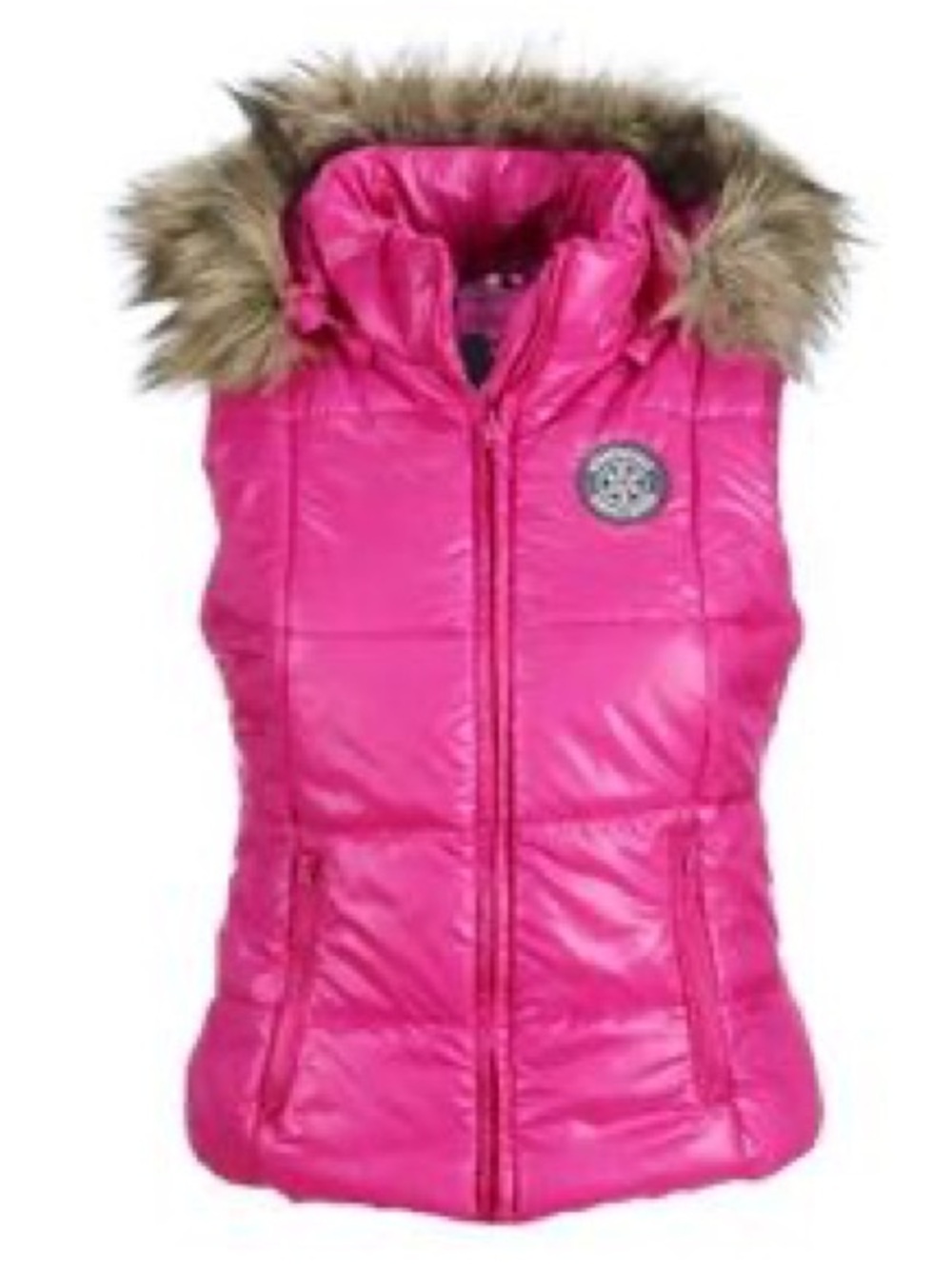 Y2K Aeropostale Girls Hot pink Puffer Vest with removable Hood